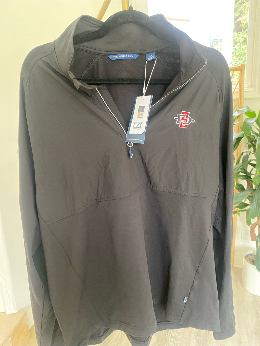 Cutter & Buck San Diego State Black Quarter-Zip Pullover Jacket